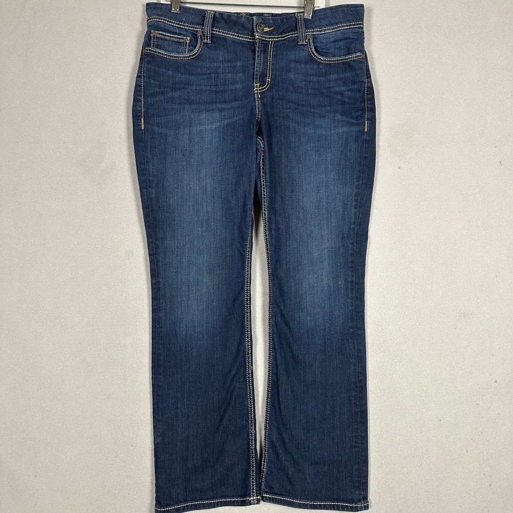 BKE Dakota Jeans Womens 34X31.5 Blue Stretch Bootcut Distressed Denim 5-Pocket